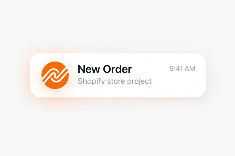 Avix Digital illustration of a new Shopify store project notification