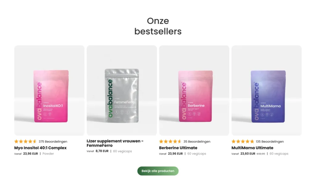 Ovabalance bestseller products row