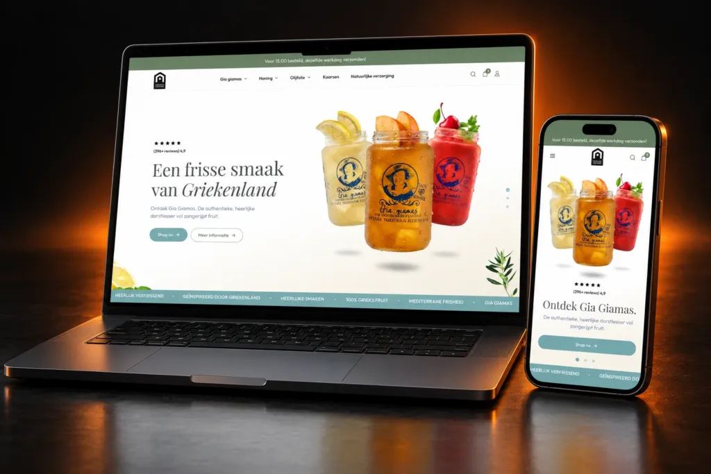 Productsforhome.nl WooCommerce webshop built by AvixDigital, on a laptop and a phone