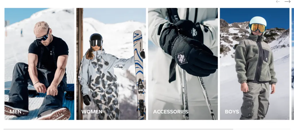 Rehall homepage collection tiles for Men, Women, Accessories and Boys