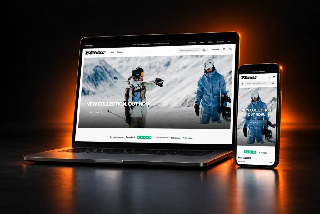 Rehall.com homepage on a laptop and a phone