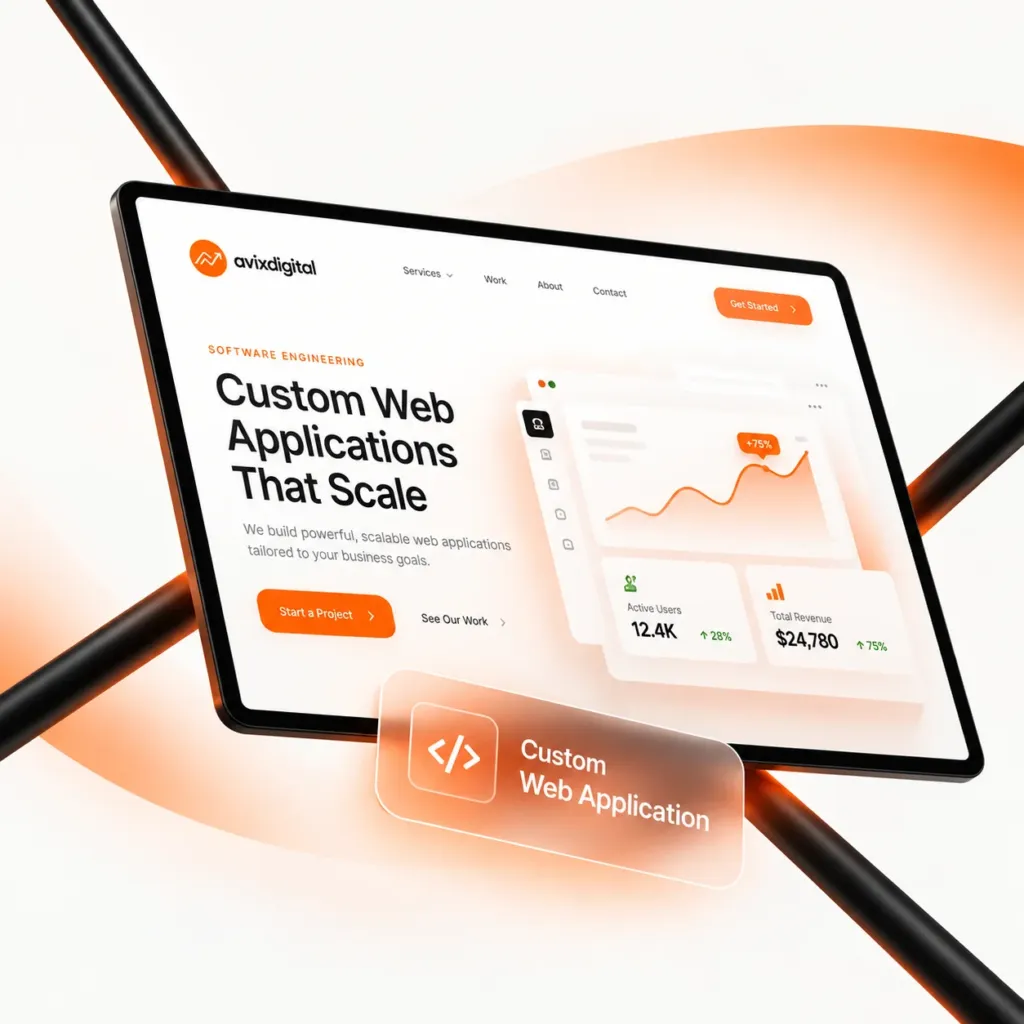 Custom web application dashboard on a tablet