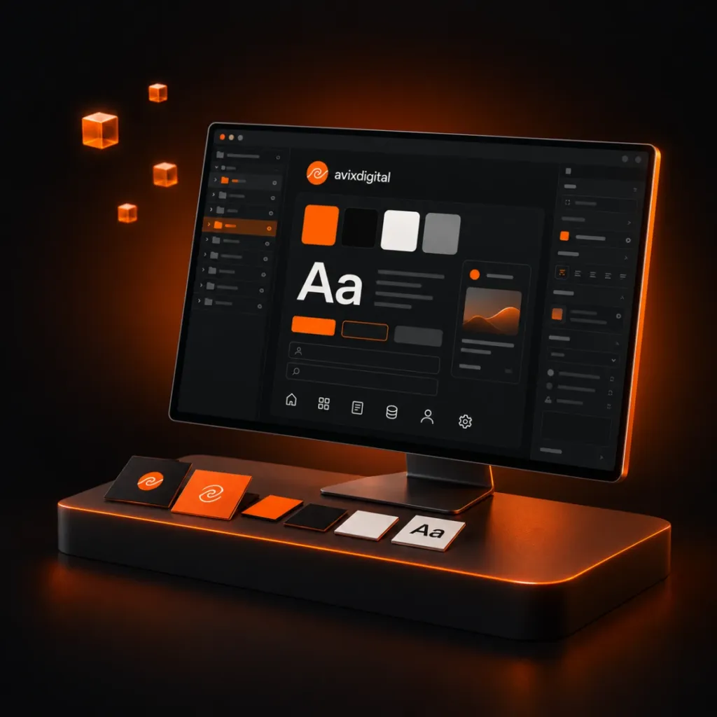 UI/UX design system and brand identity kit created by AvixDigital